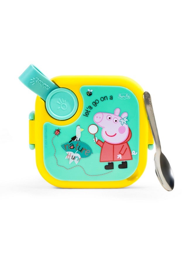Rabitat rabitat Peppa Pig LUNCHMATE Mini Stainless Steel Lunch Box Go Green 500 ml - 2 Years Brand Warranty | Tiffin Box for Kids | Steel Lunch Box for School Girls and Boys  - Image 1