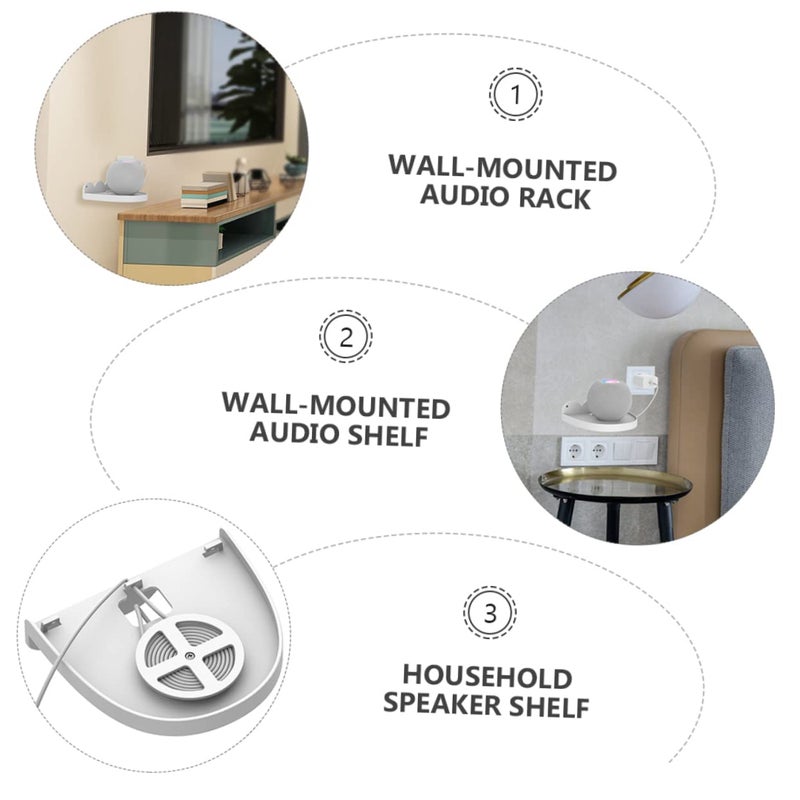 White Wall Mounted Speaker Shelf Multi Functional Audio Rack Stand - Image 4