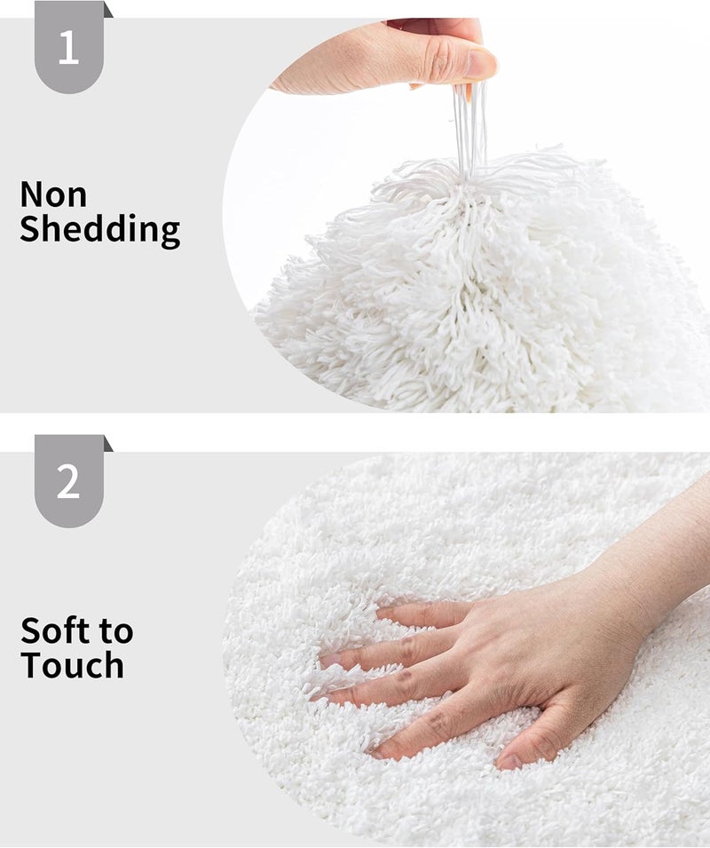 Disolla Small Bathroom Rugs 17x24 Non Slip White Fluffy Bath Mat for Bathroom Floor Machine Washable Plush Luxury Bath Rug for Tub Soft Shaggy Absorbent Shower Mat - Image 5