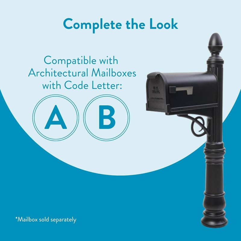 ARCHITECTURAL MAILBOXES Victorian Plastic Mailbox Post, Compatibility Code A, B, VP000BAM, Black - Image 3