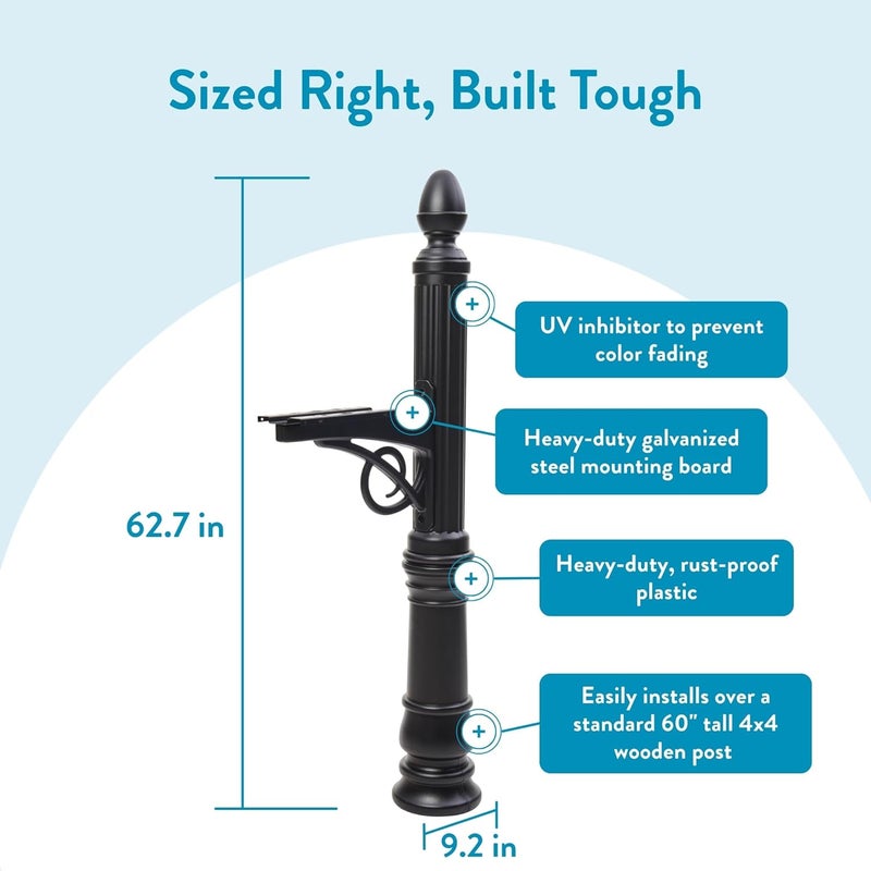 ARCHITECTURAL MAILBOXES Victorian Plastic Mailbox Post, Compatibility Code A, B, VP000BAM, Black - Image 4