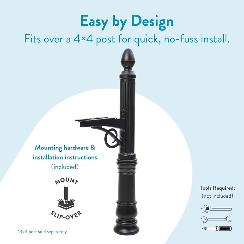 ARCHITECTURAL MAILBOXES Victorian Plastic Mailbox Post, Compatibility Code A, B, VP000BAM, Black - Image 2