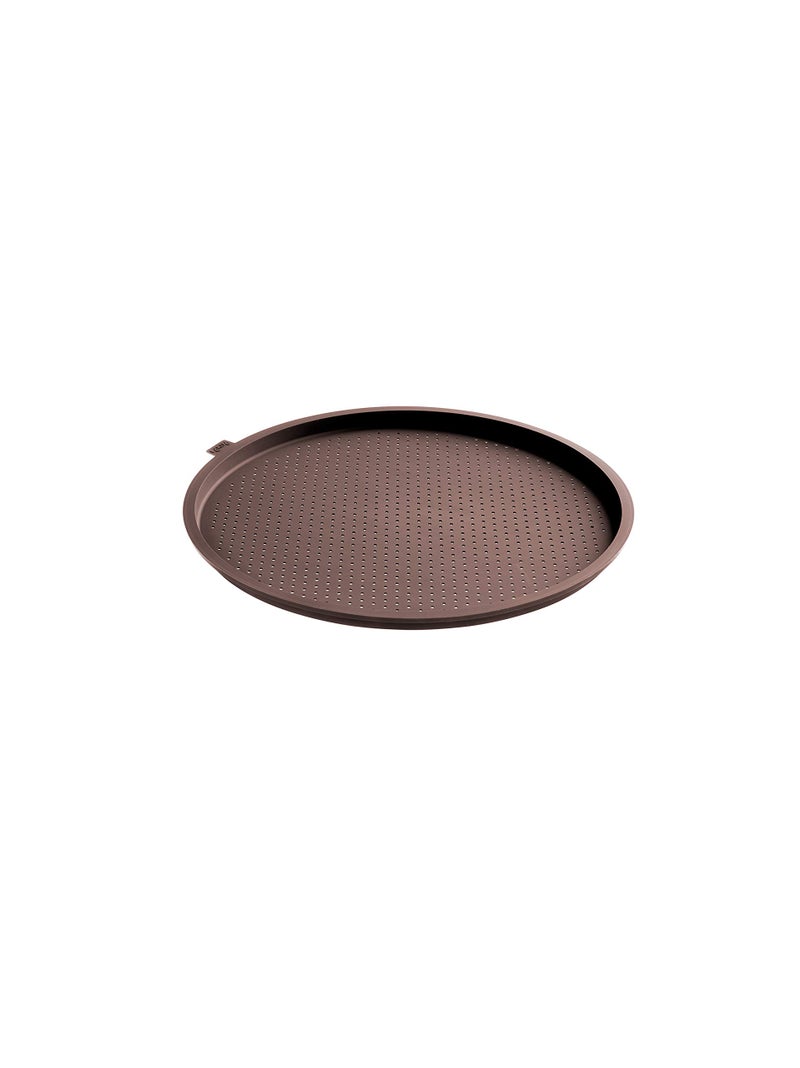 Lekue Lku 14 Perforated Pizza Crisper Mat for Home Baking Brown Holes Make for Crispy Nutritious Pizza 100 Silicone BPAFree HeatResistant Dishwasher Safe Rolls up for Optimal Storage