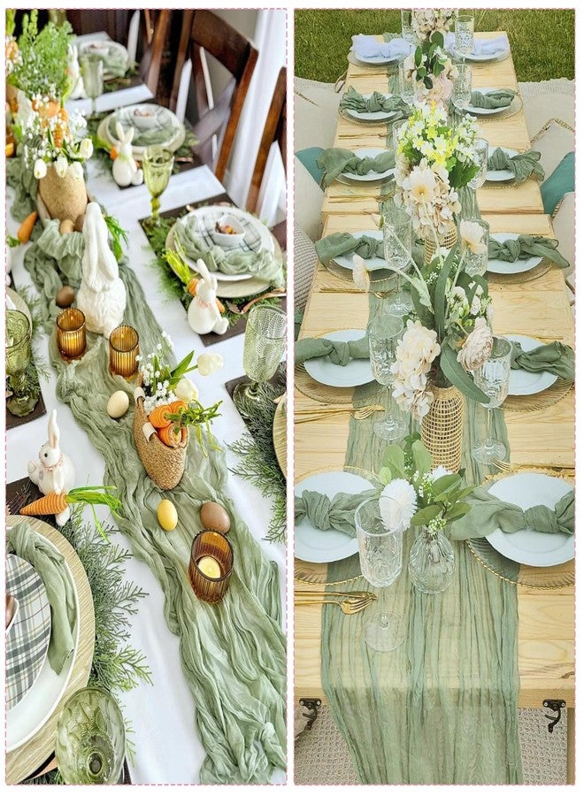 CKIKU 6 Pack Sage Green Cheesecloth Table Runner 35x120 Inch Gauze Rustic Boho Table Runner 10FT Cheese Cloth for Wedding Decor Party Bridal Baby Shower Spring Table Decoration - Image 4