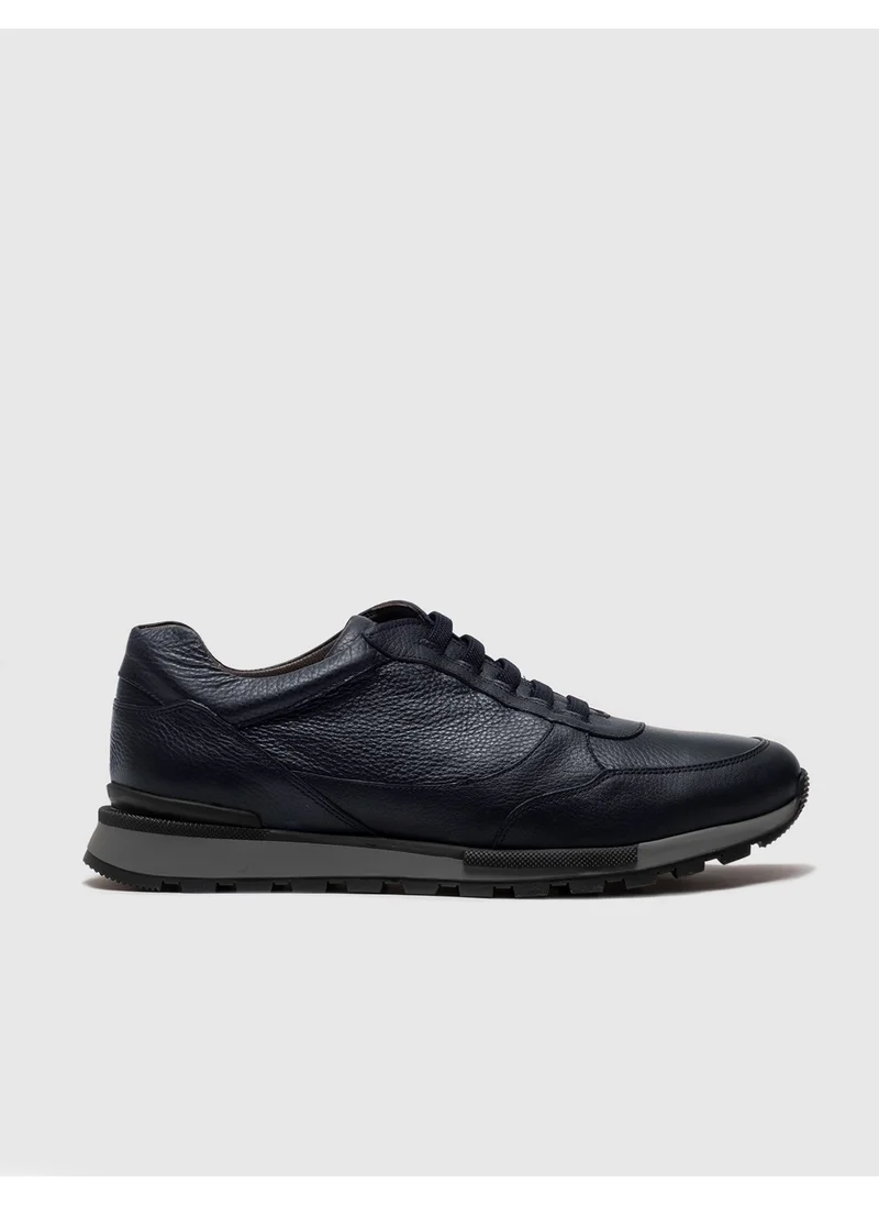 Cabani Leather Navy Blue Lace-up Men's Sports Shoes