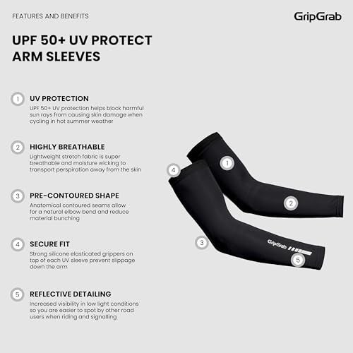GripGrab UPF 50 Cycling Arm Sleeves UV Protection AntiSlip Thin Breathable Summer Arm Warmers for Road Biking Gravel - Image 3