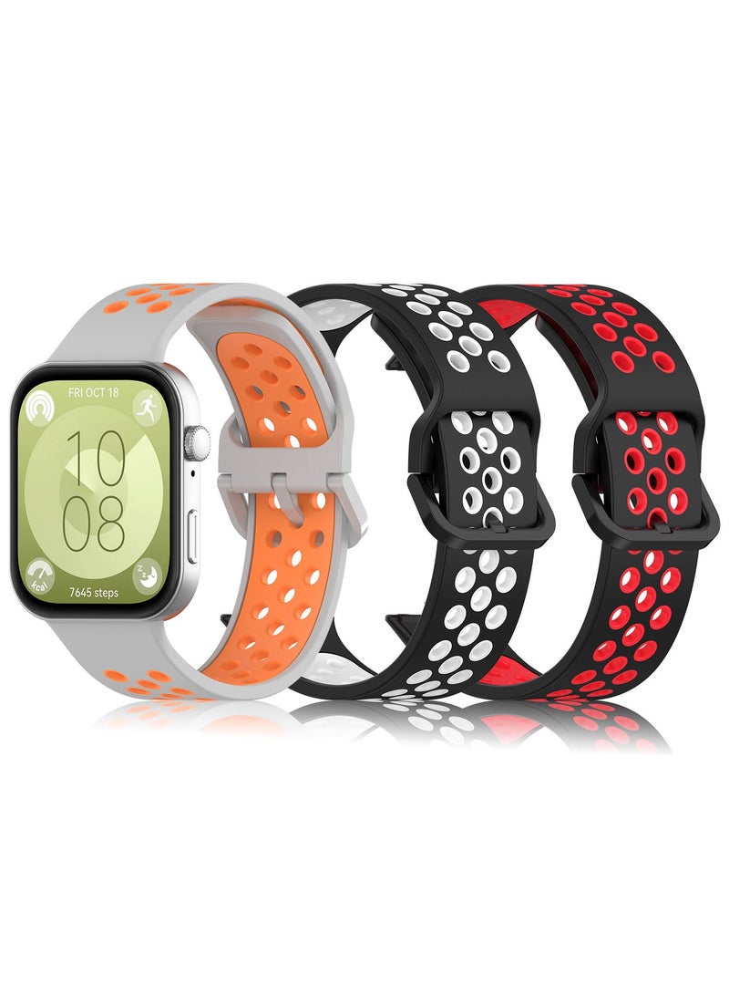 HablTech 3 Pcs Silicone Sport Watch Strap/Watchband for Huawei Watch Fit 3/Fit 4/Fit 4 Pro Smartwatch  - Image 1