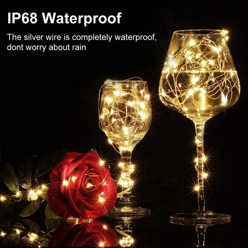 echosari Fairy Lights Battery Operated 16.4Ft 50 LED Silver Copper Wire Twinkle Lights with 2 Lighting Modes for Christmas Bedroom Wedding Dorm Party Holiday Yard Decoration (Warm White) - Image 5