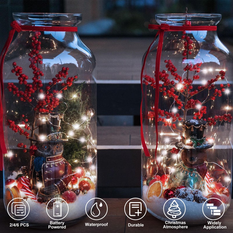 echosari Fairy Lights Battery Operated 16.4Ft 50 LED Silver Copper Wire Twinkle Lights with 2 Lighting Modes for Christmas Bedroom Wedding Dorm Party Holiday Yard Decoration (Warm White) - Image 4