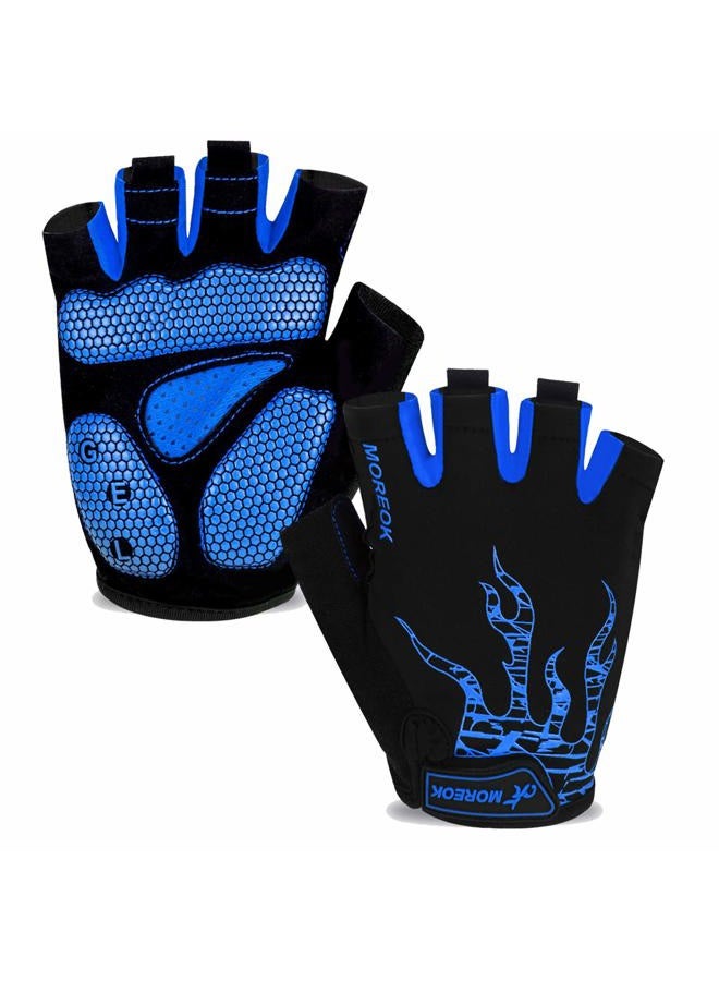 MOREOK Cycling Gloves Bike Gloves for Men/Women-[5MM Gel Pad] Half Finger Bicycle Biking Gloves for Cycling/Weight Lifting/Gym/Motorcycle/Rowing/Outdoor Sports-050-BLUE-M - Image 1