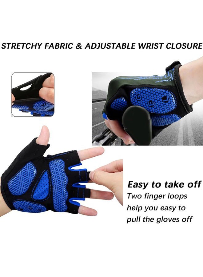 MOREOK Cycling Gloves Bike Gloves for Men/Women-[5MM Gel Pad] Half Finger Bicycle Biking Gloves for Cycling/Weight Lifting/Gym/Motorcycle/Rowing/Outdoor Sports-050-BLUE-M - Image 4