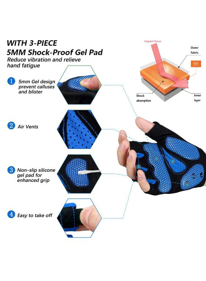 MOREOK Cycling Gloves Bike Gloves for Men/Women-[5MM Gel Pad] Half Finger Bicycle Biking Gloves for Cycling/Weight Lifting/Gym/Motorcycle/Rowing/Outdoor Sports-050-BLUE-M - Image 2