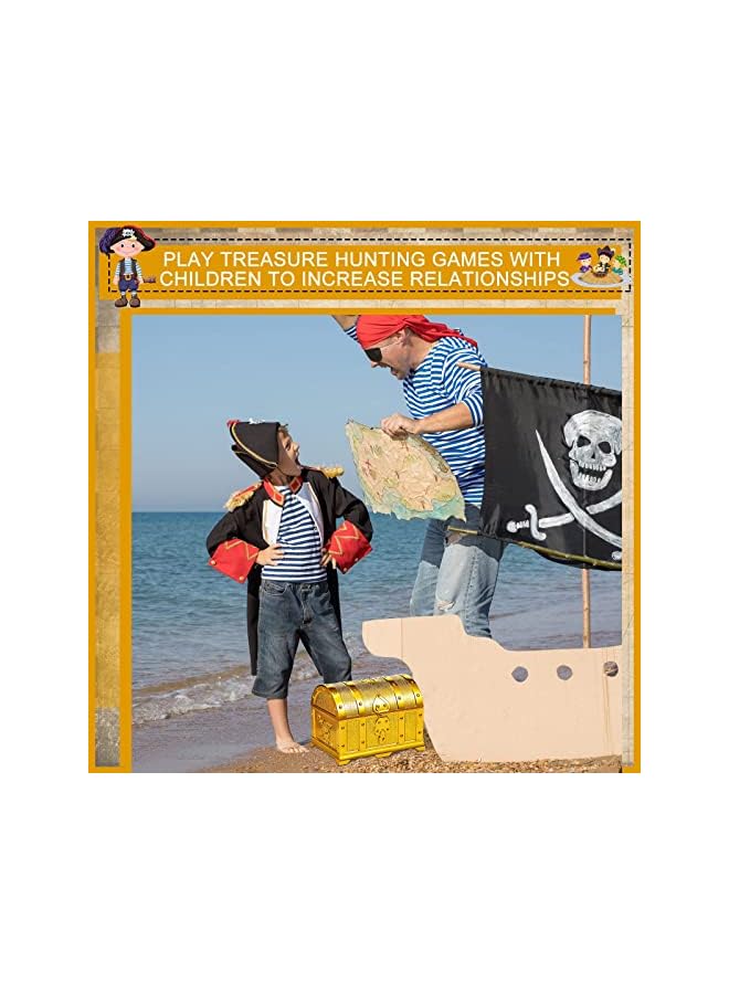 The Bros Pirate Treasure Chest Vintage Treasures Collection Storage Box Gold Treasure Box Vintage Prize Box Plastic Toy Box Treasure Chest Toys Games Activities Amusements for Classroom Party Favors Props - Image 4