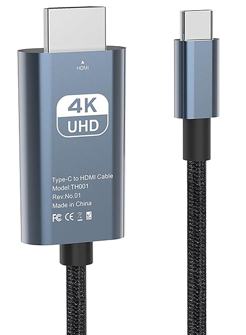 erorex Usb C To Hdmi Cable 4K 60Hz Type C To Hdmi Cord 6.6Ft Thunderbolt 3 4 To Hdmi Braided Cord Compatible With Macbook Pro Air Imac Ipad Pro Smartphone Surface Dell - Image 1