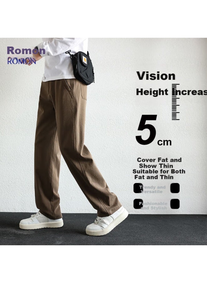 ROMON Luomeng [Tencel Lyocell] Men'S Casual Pants, Summer Breathable Lightweight Slimming Loose Straight-Leg Trousers, Coffee Color, Size 38 - Image 3