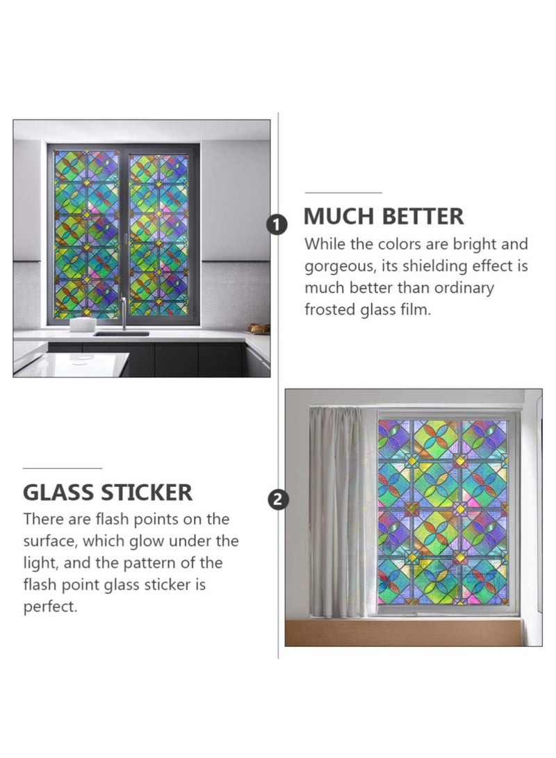 Colorful 3D Stained Glass Window Privacy Film for Home, Kitchen, Office, Bedroom, Living Room, and Bathroom (45x100cm) - Decorative Diamond Design for Enhanced Privacy. - Image 2