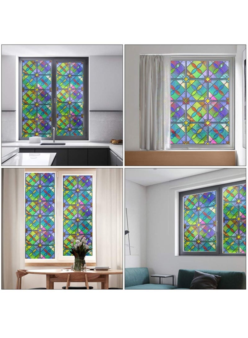 Colorful 3D Stained Glass Window Privacy Film for Home, Kitchen, Office, Bedroom, Living Room, and Bathroom (45x100cm) - Decorative Diamond Design for Enhanced Privacy. - Image 5