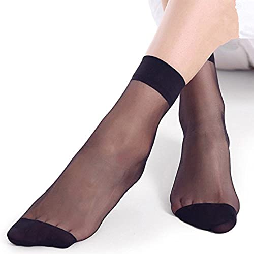 Eralove 10 Pairs Women's Nylon Ankle Short Sheer Socks(Black) - Image 2