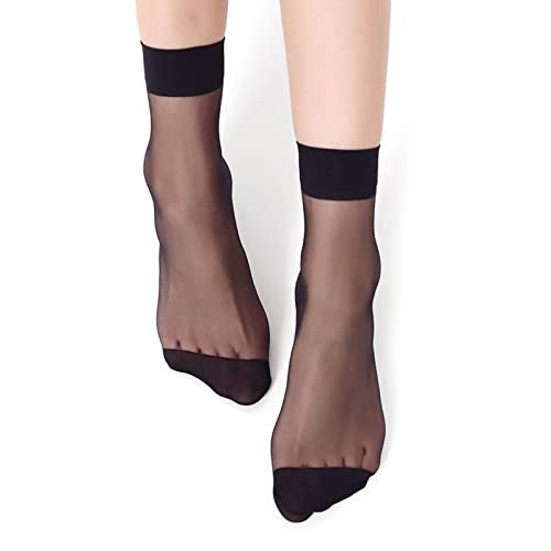 Eralove 10 Pairs Women's Nylon Ankle Short Sheer Socks(Black) - Image 1