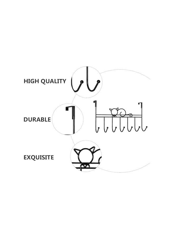 PROMASS promass Over the Door Hooks, 2 Pack Metal Over The Door Towel Hook with 7 Hooks, Heavy Duty Over Door Hanger Rack Coat Hook, Hanging Storage Rack for Purses, Scarves, Hat, Coats, Clothes (Black)  - Image 2