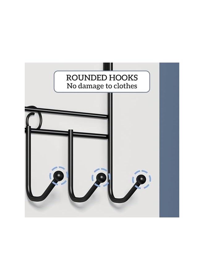 PROMASS promass Over the Door Hooks, 2 Pack Metal Over The Door Towel Hook with 7 Hooks, Heavy Duty Over Door Hanger Rack Coat Hook, Hanging Storage Rack for Purses, Scarves, Hat, Coats, Clothes (Black)  - Image 3