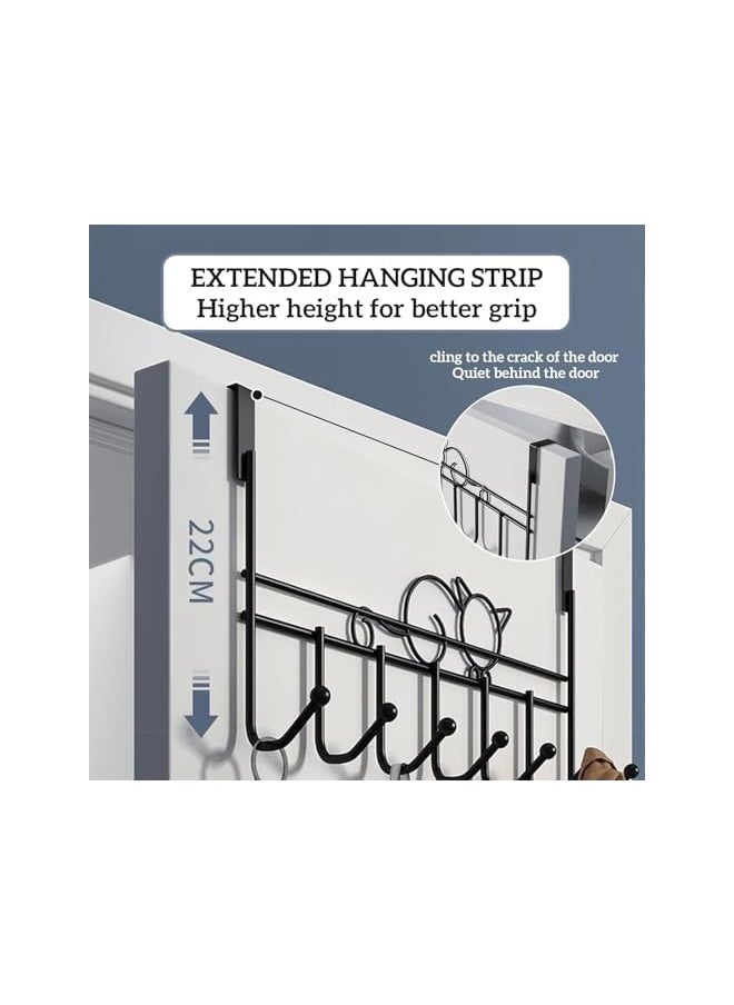 PROMASS promass Over the Door Hooks, 2 Pack Metal Over The Door Towel Hook with 7 Hooks, Heavy Duty Over Door Hanger Rack Coat Hook, Hanging Storage Rack for Purses, Scarves, Hat, Coats, Clothes (Black)  - Image 5