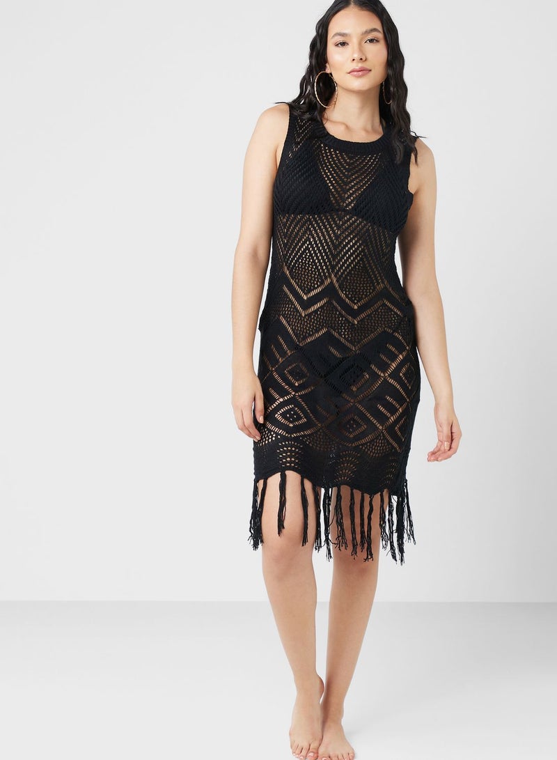 Ginger Crochet Detail Beach Cover Up - Image 4