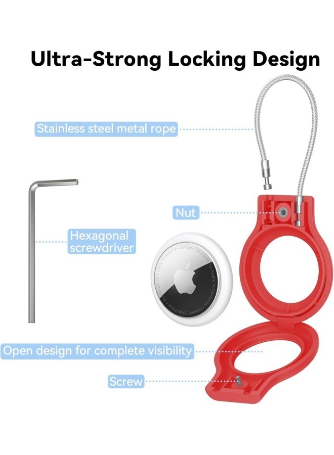 2 Pieces Apple AirTag Holder, Anti-Lost AirTag Lock Case, 360° Protective Case, AirTag Keychain Holder (Yellow and Red) - Image 3