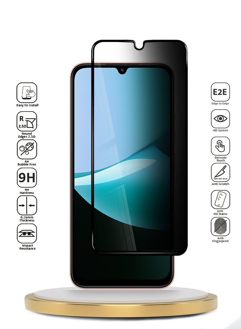 دبليو تيك حماية شاشة زجاجية بالكامل من نوع Xiaomi Redmi 15C 4G/5G 2025 Premium E2E Series، لاصقة كاملة للخصوصية، زجاج مقسى (MSGECP) - شفاف/أسود - Image 2