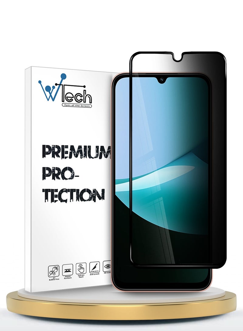 دبليو تيك حماية شاشة زجاجية بالكامل من نوع Xiaomi Redmi 15C 4G/5G 2025 Premium E2E Series، لاصقة كاملة للخصوصية، زجاج مقسى (MSGECP) - شفاف/أسود - Image 1