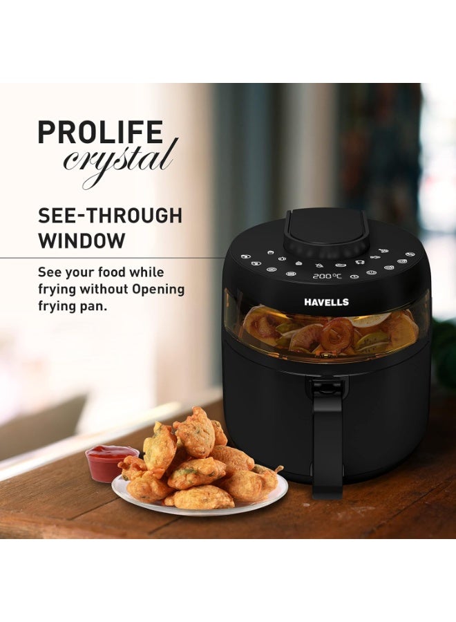 Havells قلاية هوائية هافيلز برو لايف كريستال | نافذة شفافة | 85% زيت أقل | وعاء سعة 5 لتر | 8 قوائم مسبقة | إعادة تشغيل تلقائية | شاشة تعمل باللمس | عرض رقمي | وضع مجفف | 1500 واط وضمان لمدة سنتين, 5 لتر - Image 3