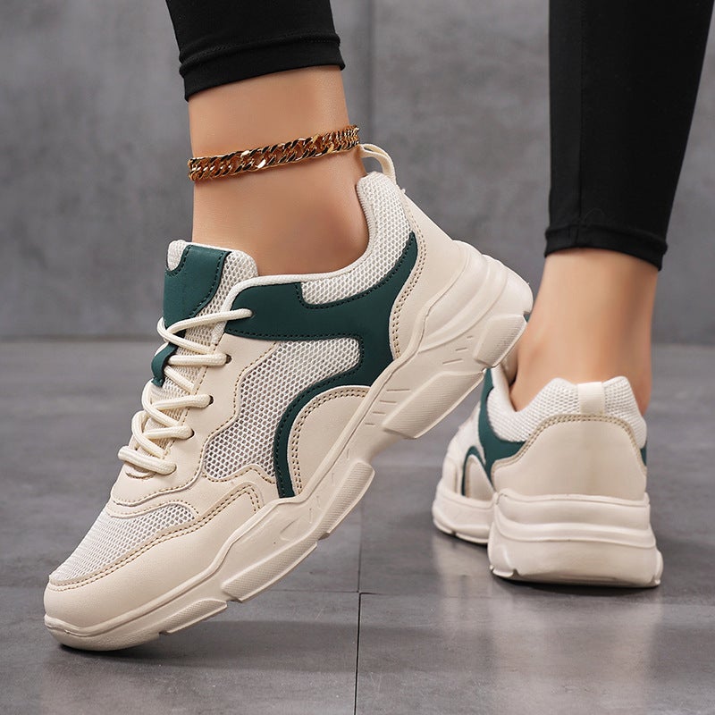 White mesh sports shoes, women's, breathable flat shoes, casual travel shoes - Image 4