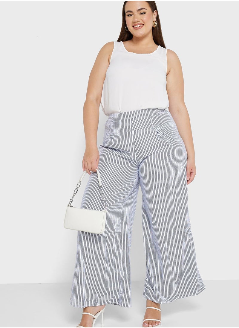 Ella Plus - Striped High Waist Pants - Image 1