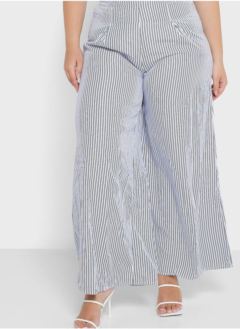 Ella Plus - Striped High Waist Pants - Image 1