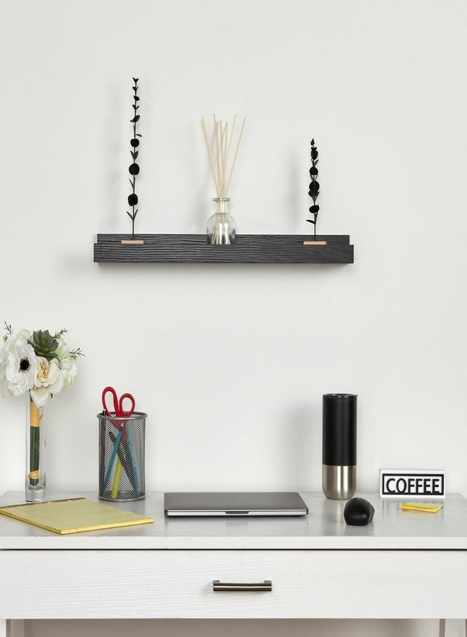 Home Basics 24" Floating Shelves, Wall Shelves for Bathroom, Living Room, Bedroom, Kitchen Decor, Shelves with Invisible Brackets (Onyx) - Image 3