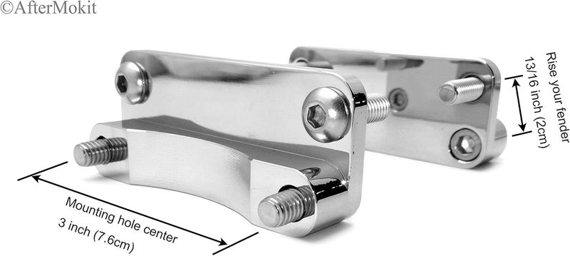 HASkulle AfterMokit Front Fender Risers 3 Inch Hole Center Adapter for Harley Davidson Models - Image 2