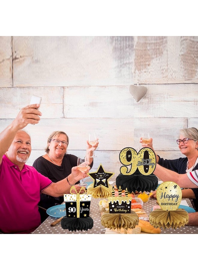 Tevxj 9 Pieces 90Th Birthday Decoration 90Th Birthday Centerpieces For Tables Decorations Cheers To 90 Years Honeycomb Table Topper For Men And Women Nighty Years Birthday Party Decoration Supplies(90Th) - Image 5