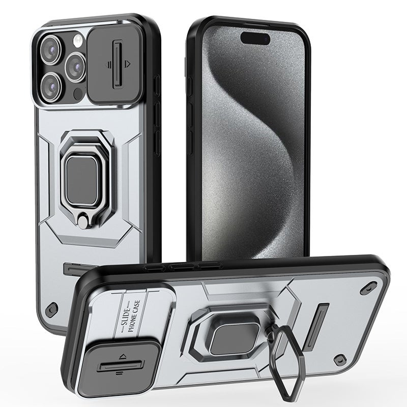 MagSafe iPhone 15 Pro Scratch Resistant TPU Protective + PC Case for iPhone 15 15 Plus 15 Pro 15 Pro Max and Kickstand in Silver Grey - Image 5