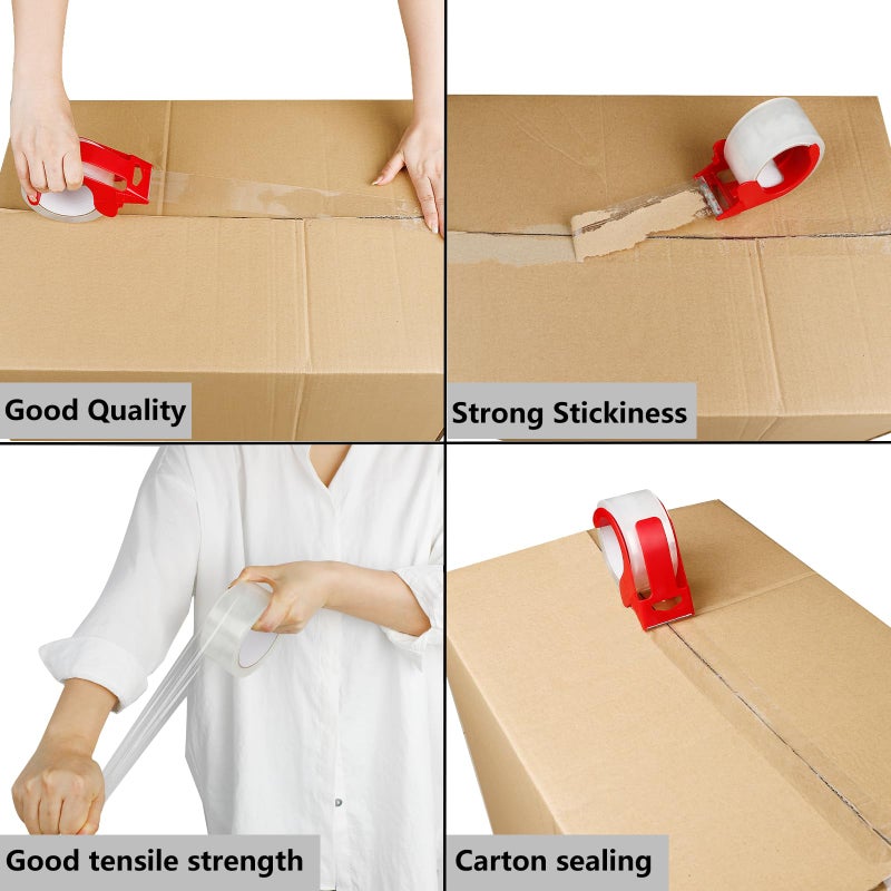 CHUANGSEED 2-Pack Clear Packing Tape with Dispenser-2.7mil x 1.88" x 55Y Heavy Duty Packing Tape for Moving Boxes-Moving Tape Strong Adhesive Packaging Tape. - Image 3