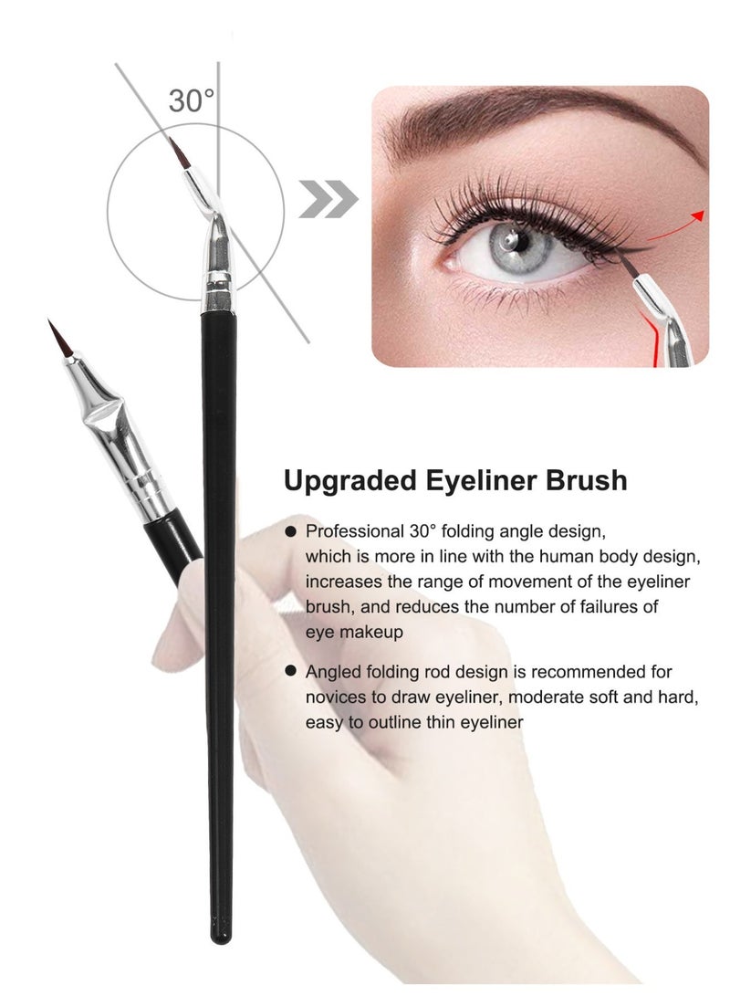 MAANGE طقم فرش آيلاينر مكون من 6 قطع، فرشاة آيلاينر مسطحة وزاوية دقيقة، فرشاة حواجب مائلة، فرشاة آيلاينر وزاوية مسطحة، أدوات مكياج خافي العيوب للحواجب وظلال العيون - Image 2