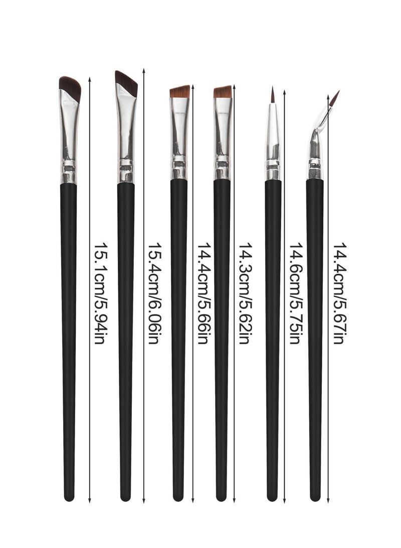 MAANGE طقم فرش آيلاينر مكون من 6 قطع، فرشاة آيلاينر مسطحة وزاوية دقيقة، فرشاة حواجب مائلة، فرشاة آيلاينر وزاوية مسطحة، أدوات مكياج خافي العيوب للحواجب وظلال العيون - Image 3