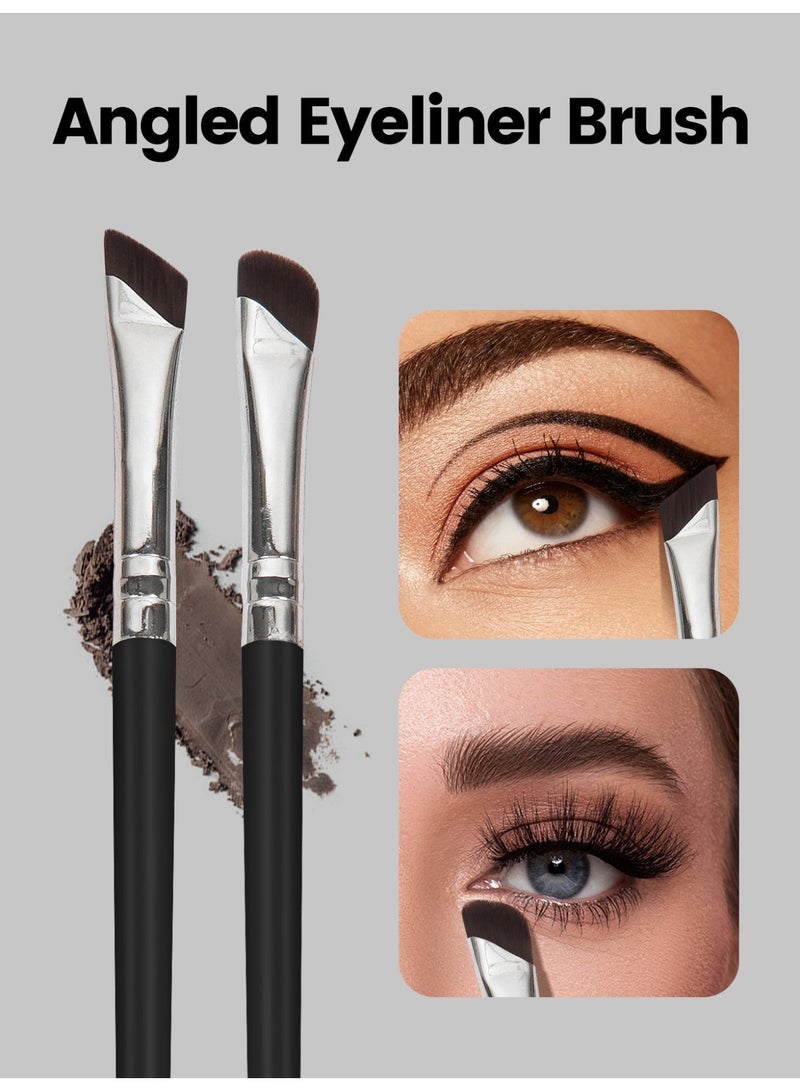 MAANGE طقم فرش آيلاينر مكون من 6 قطع، فرشاة آيلاينر مسطحة وزاوية دقيقة، فرشاة حواجب مائلة، فرشاة آيلاينر وزاوية مسطحة، أدوات مكياج خافي العيوب للحواجب وظلال العيون - Image 5
