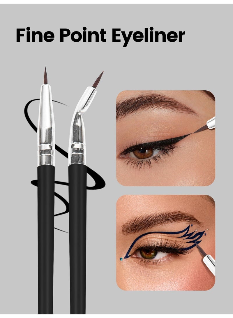 MAANGE طقم فرش آيلاينر مكون من 6 قطع، فرشاة آيلاينر مسطحة وزاوية دقيقة، فرشاة حواجب مائلة، فرشاة آيلاينر وزاوية مسطحة، أدوات مكياج خافي العيوب للحواجب وظلال العيون - Image 4