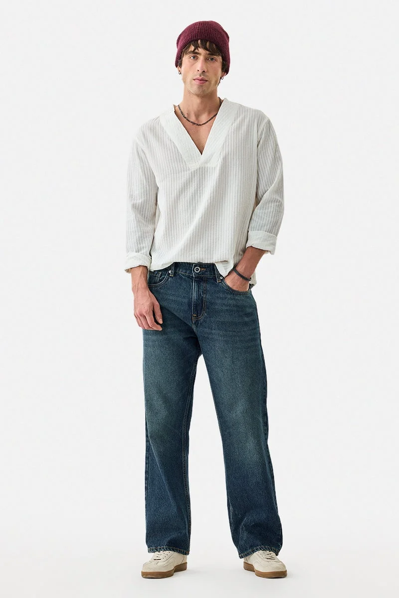 SNITCH Box Fit V Neck Popover Shirt