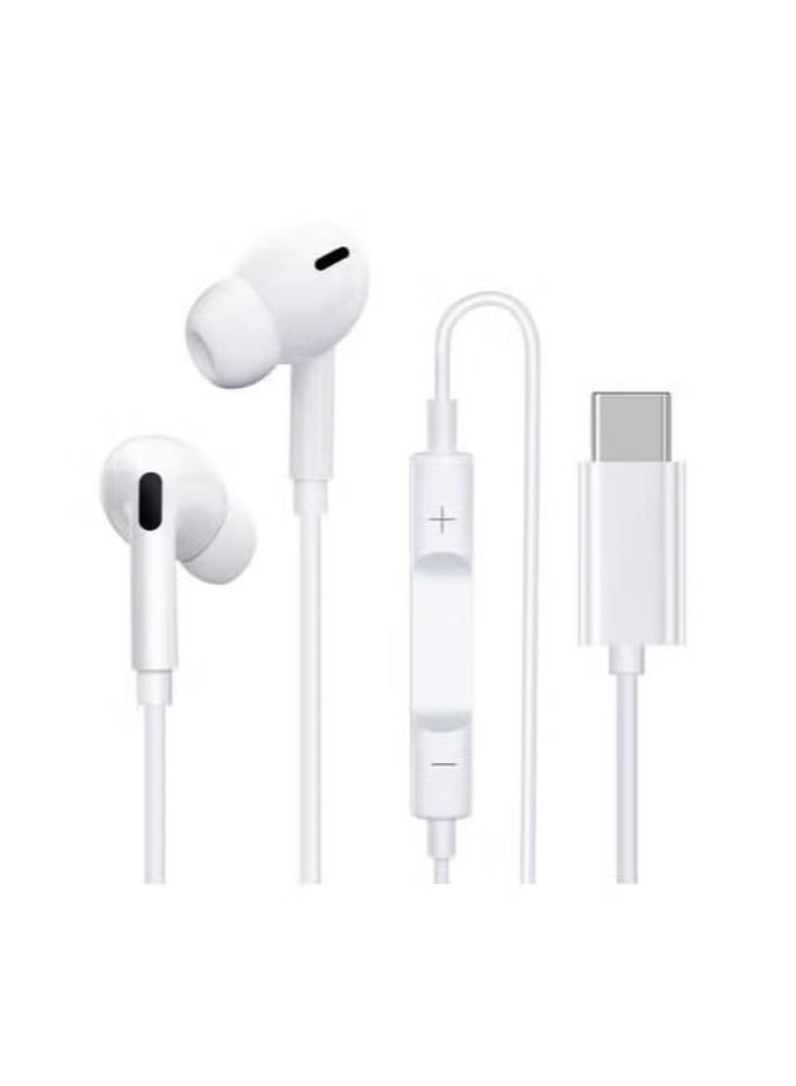 DUSALA "Type-C In-Ear Earphones with Built-In Microphone – White, High-Fidelity Stereo Sound, Noise-Isolating, Tangle-Free Cable, Ergonomic Fit – Compatible with Samsung, Huawei, Vivo & Android Smartphones" - Image 3