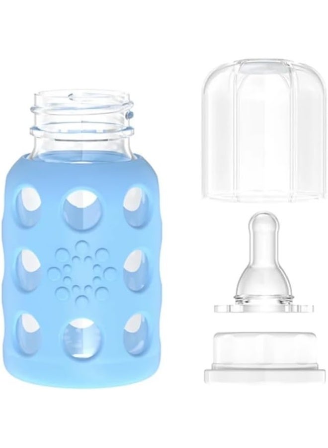 lifefactory زجاجة رضّاعة للأطفال من لايف فاكتوري مع غلاف سيليكون، عبوة 2 (أزرق، 4 أونصات) - Image 5