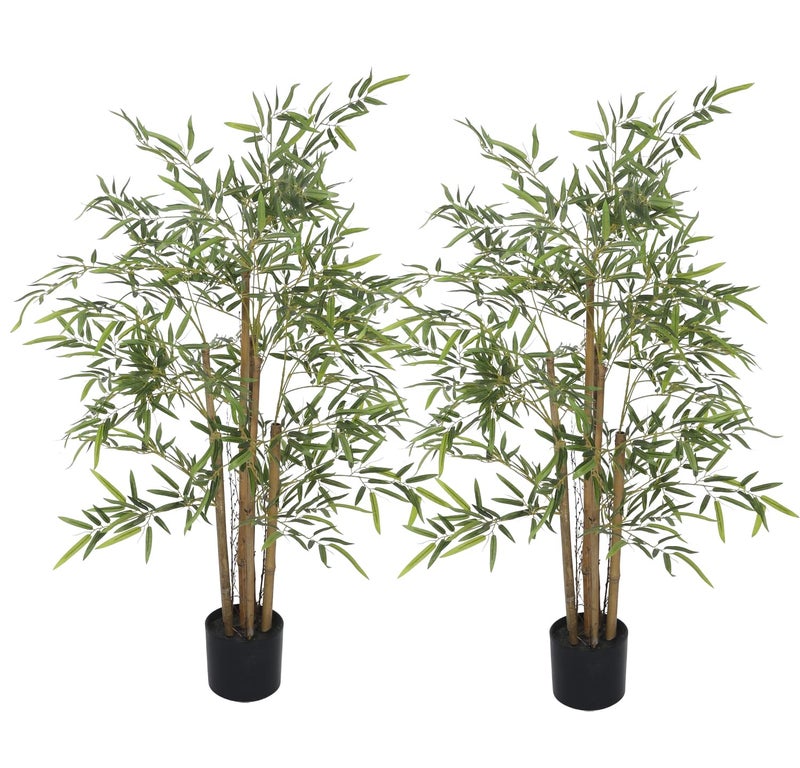 Home Bloom Home Bloom Artificial Bamboo Plants Tree Tall120CMGreen Faux Potted Indoor Floor PlantLarge and Lifelike Natural Trunk Pack of 2 