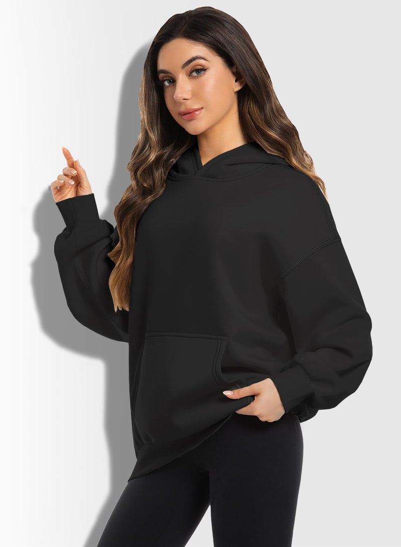 XFIFM 2 Pack Womens Oversized Hoodies Sweatshirts Fleece Hooded Pullover Tops Sweaters Casual Comfy Fall Fashion Heather Grey/Black - Image 2