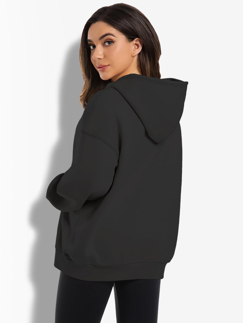 XFIFM 2 Pack Womens Oversized Hoodies Sweatshirts Fleece Hooded Pullover Tops Sweaters Casual Comfy Fall Fashion Heather Grey/Black - Image 4
