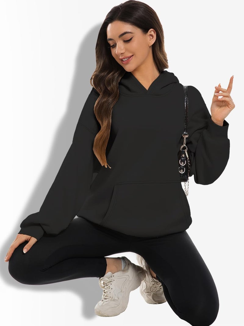XFIFM 2 Pack Womens Oversized Hoodies Sweatshirts Fleece Hooded Pullover Tops Sweaters Casual Comfy Fall Fashion Heather Grey/Black - Image 5